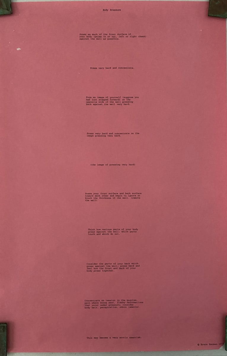 Body Pressure by Bruce Nauman, Image 1.