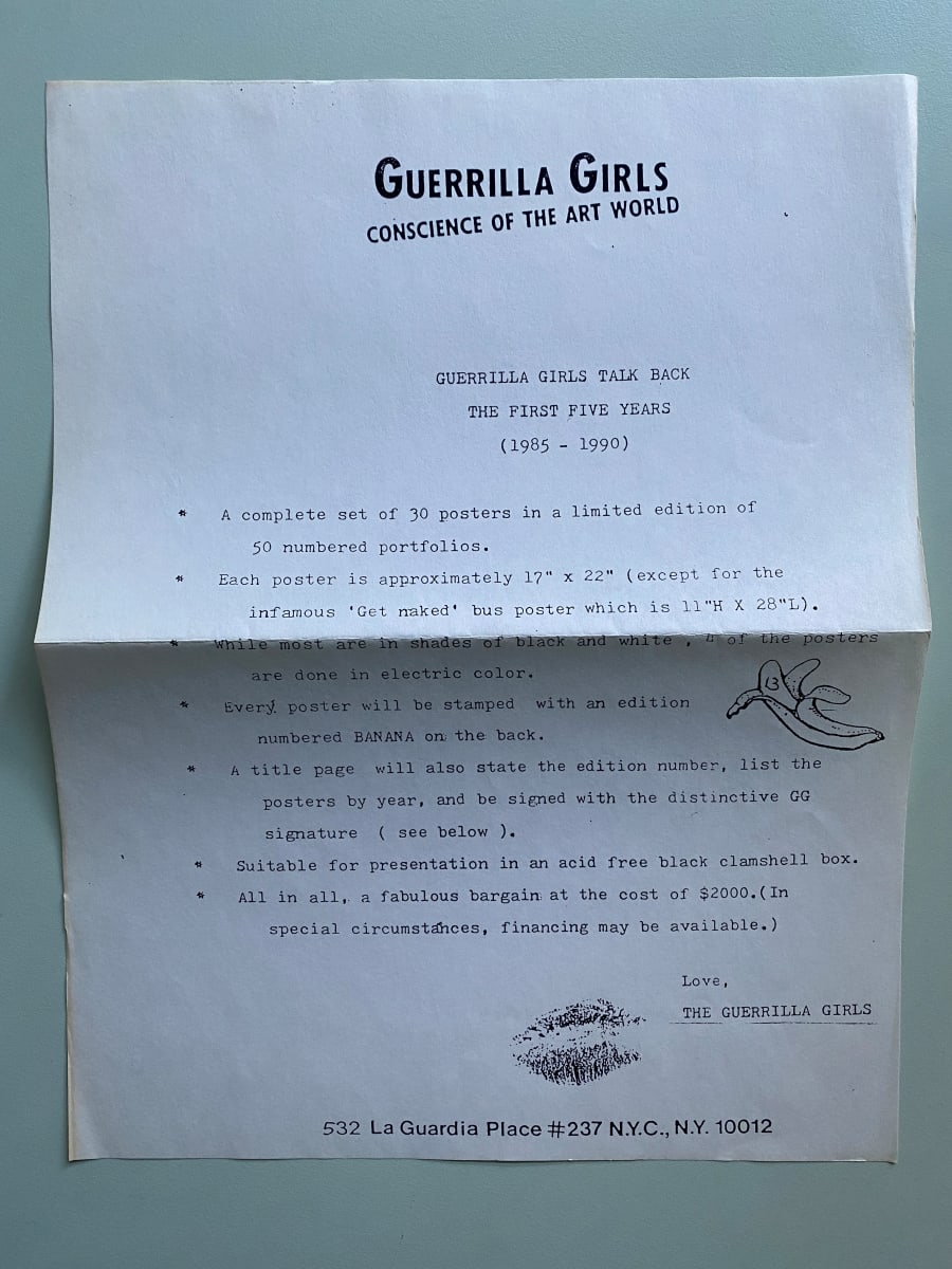 Guerilla Girls Printed Matter 1995 Benefit by Guerrilla Girls 