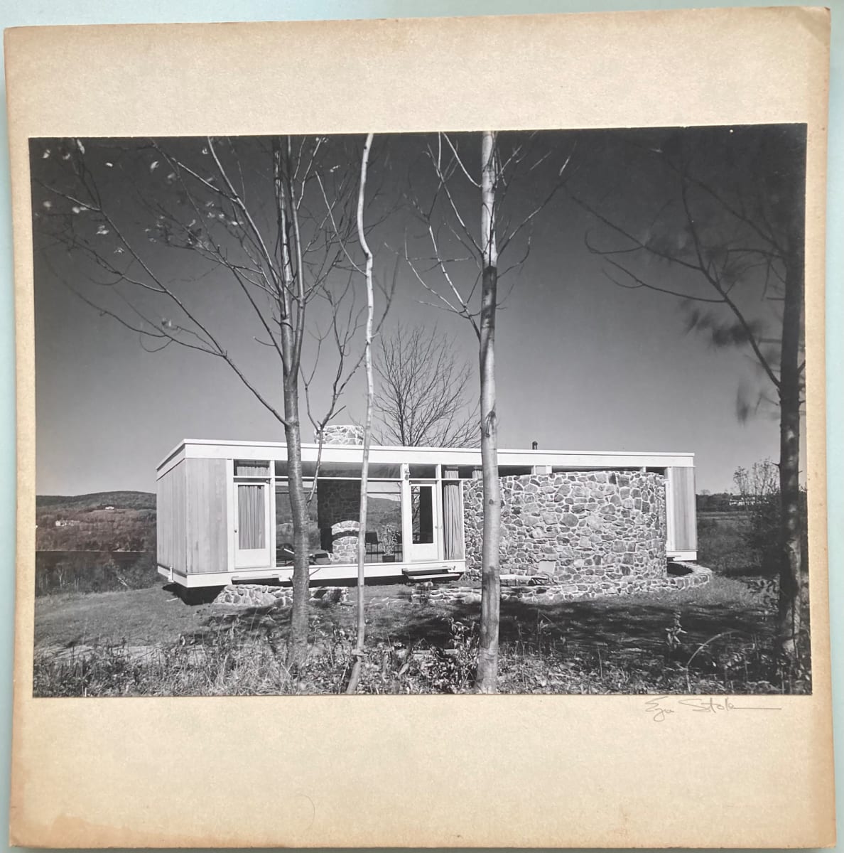 Entrance Elevation, McNiff Residence, Stockbridge, Mass. John M. Johansen Architect by Ezra Stoller 