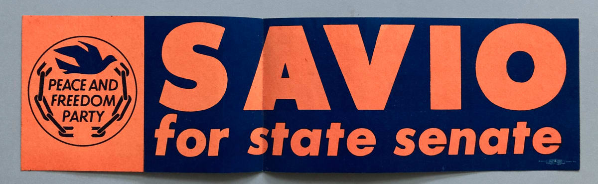 Savio For State Senate bumper sticker by political campaign 