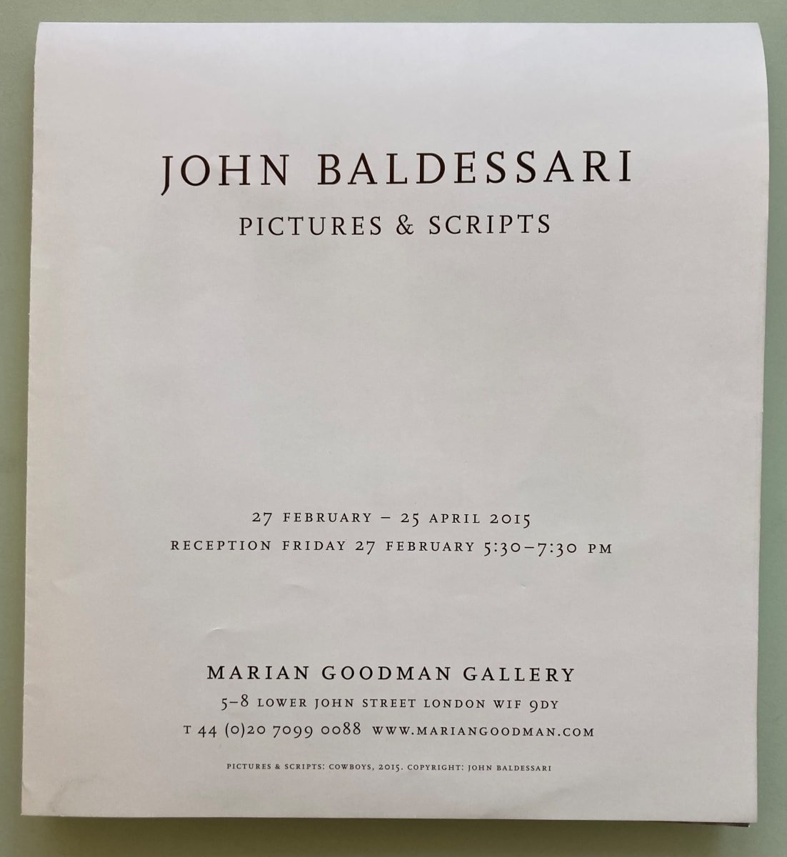 Pictures & Scripts announcement poster by John Baldessari 