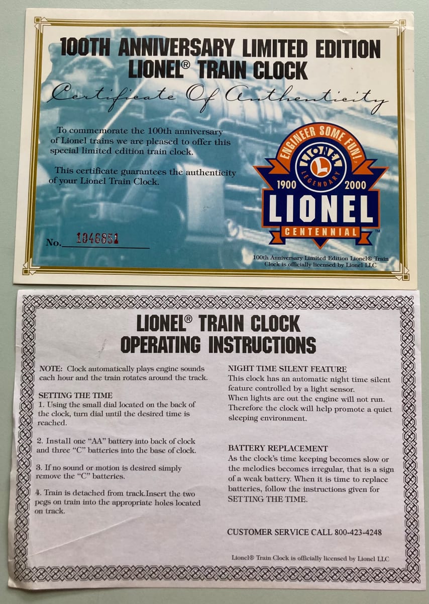 Lionel Train Clock Ephemera by Lionel, Image 1.