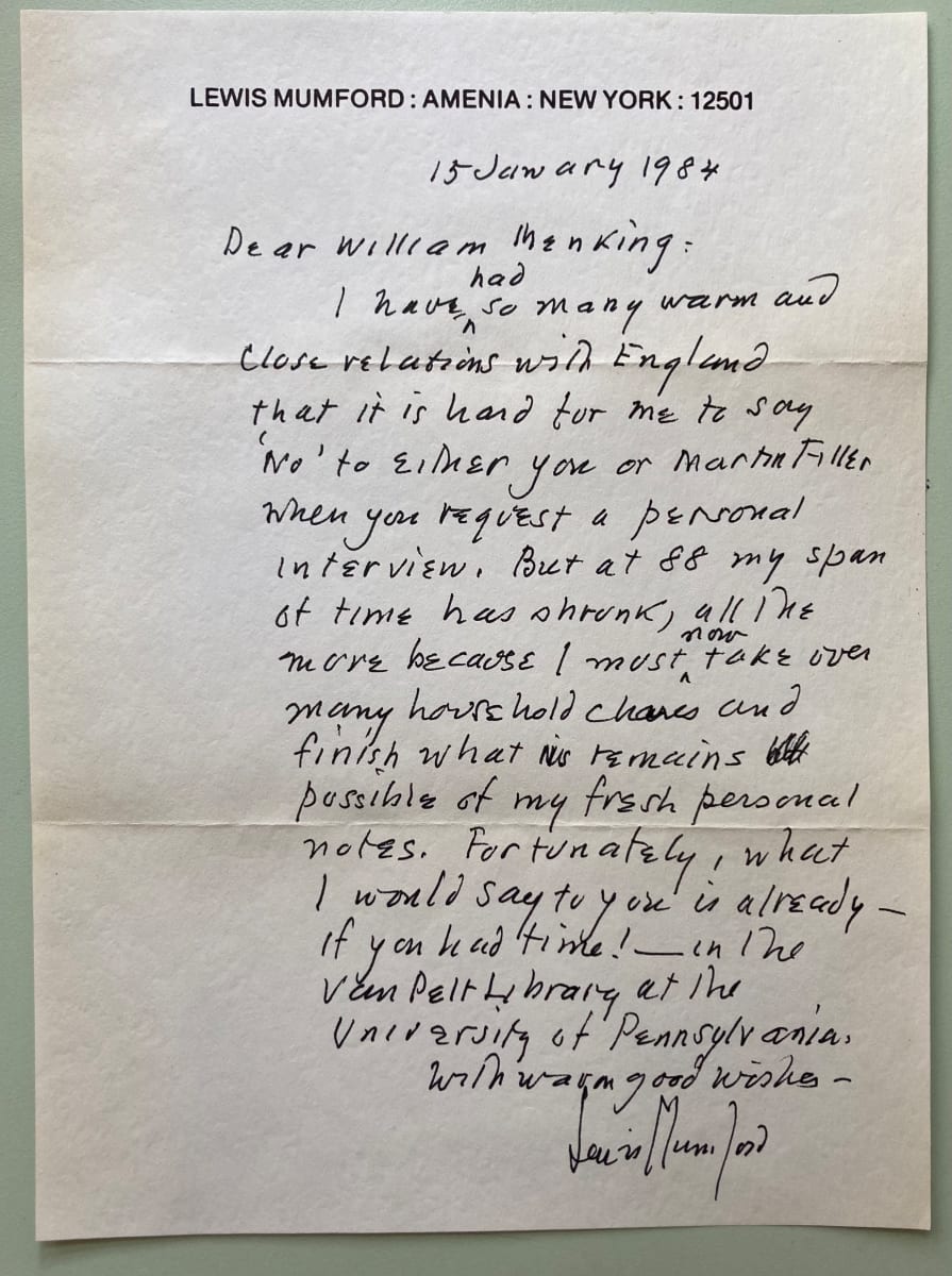 Letter from Lewis Mumford by Lewis Mumford, Image 2.