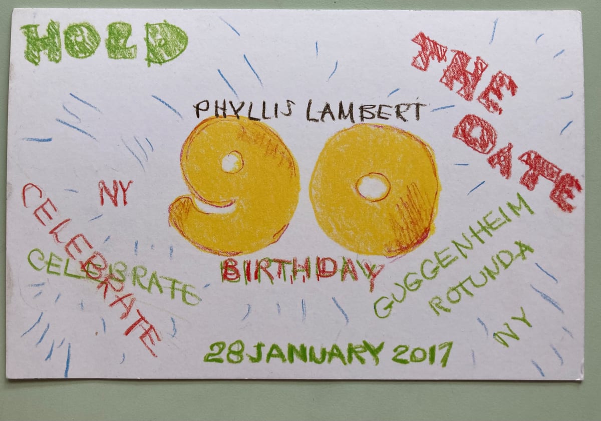 Phyllis Lambert 90th Birthday invitation by Guggenheim Museum, Image 1.