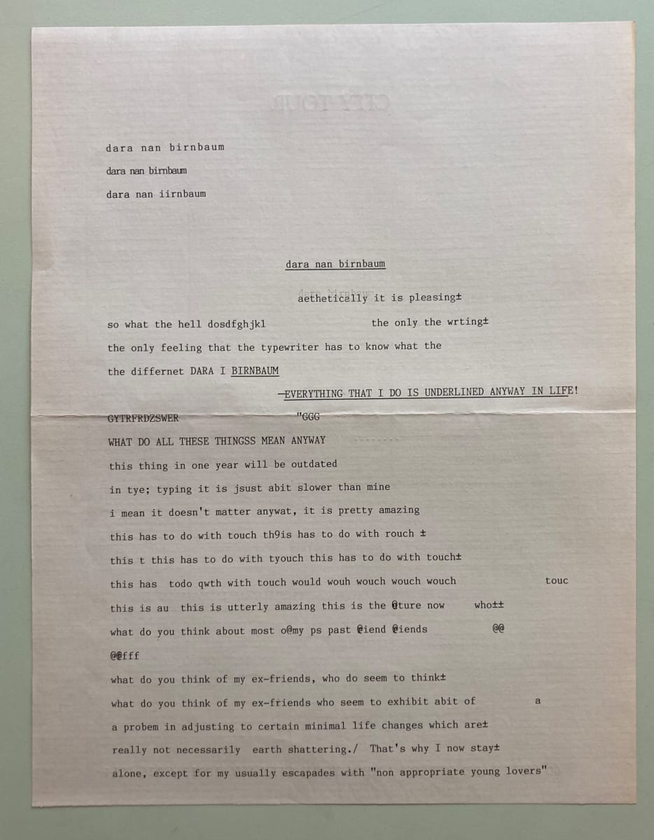 Letter from Dara Birnbaum by Dara Birnbaum, Image 1.