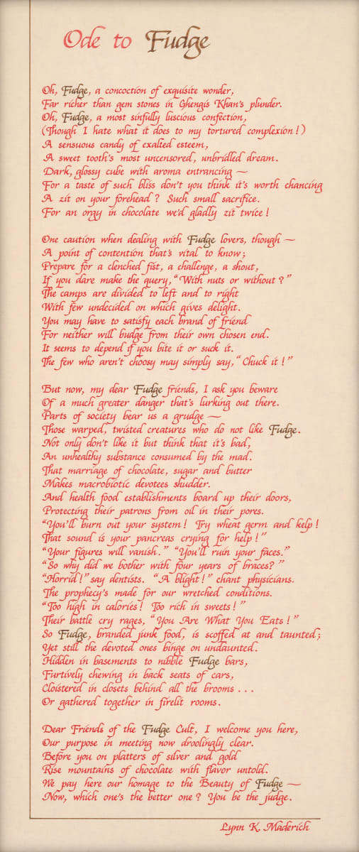 Ode to Fudge by Lynn Maderich by Lynn Maderich 