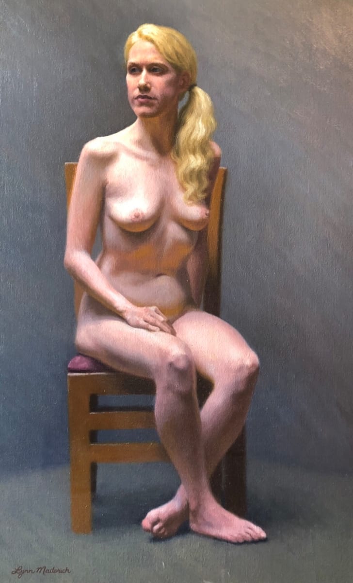 Untitled | Blonde Female Nude  Sitting by Lynn Maderich 