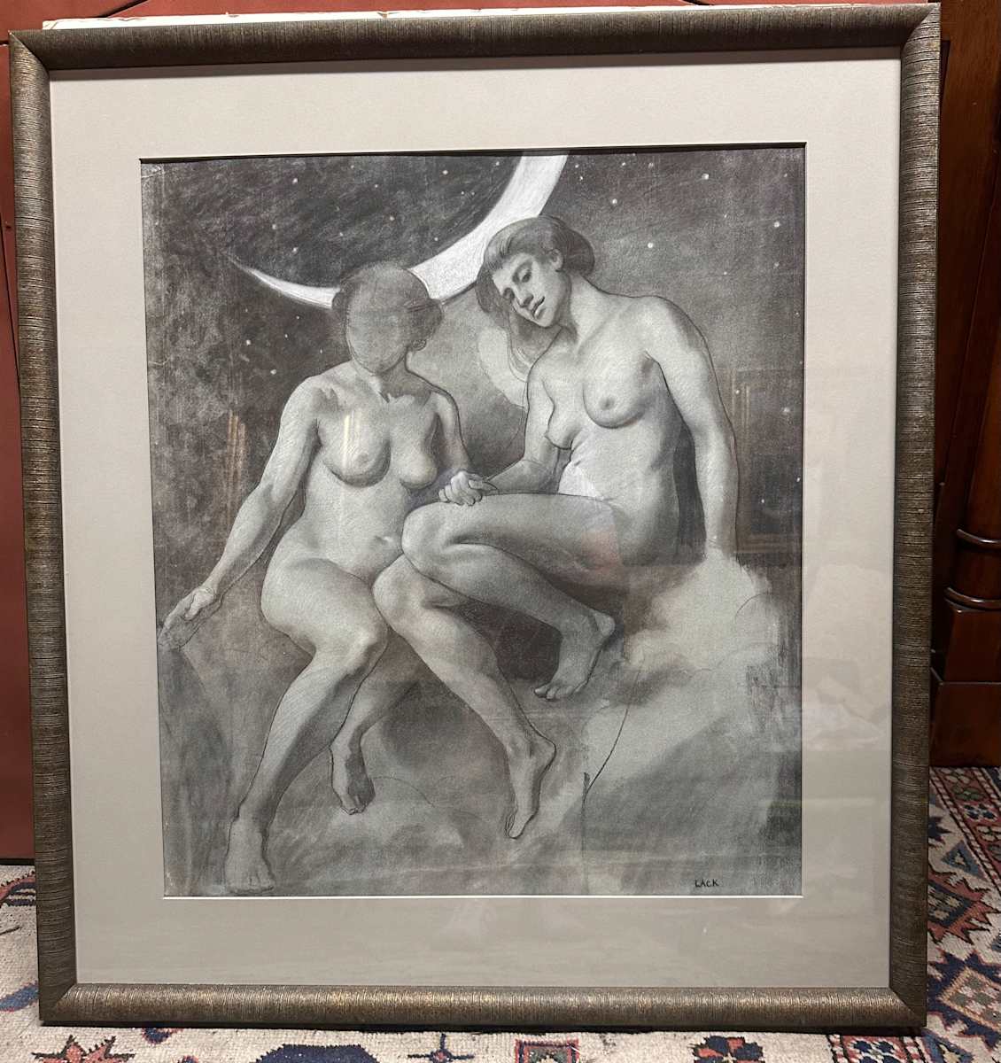 Silver Apples of the Moon  charcoal study by Richard Lack  Image: Silver Apples of  the Moon Charcoal study