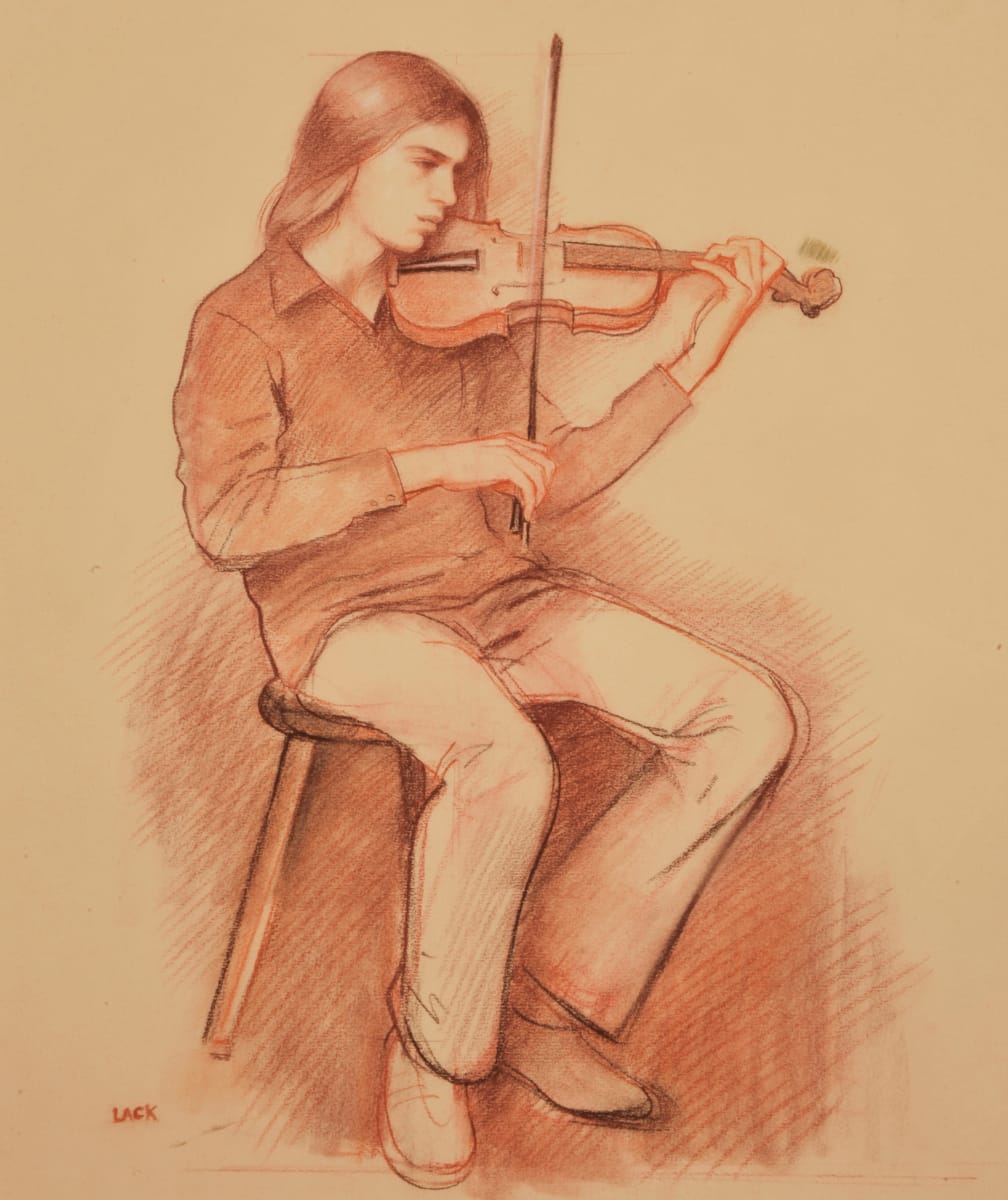 Michael Playing the Violin by Richard Lack  Image: Price on request