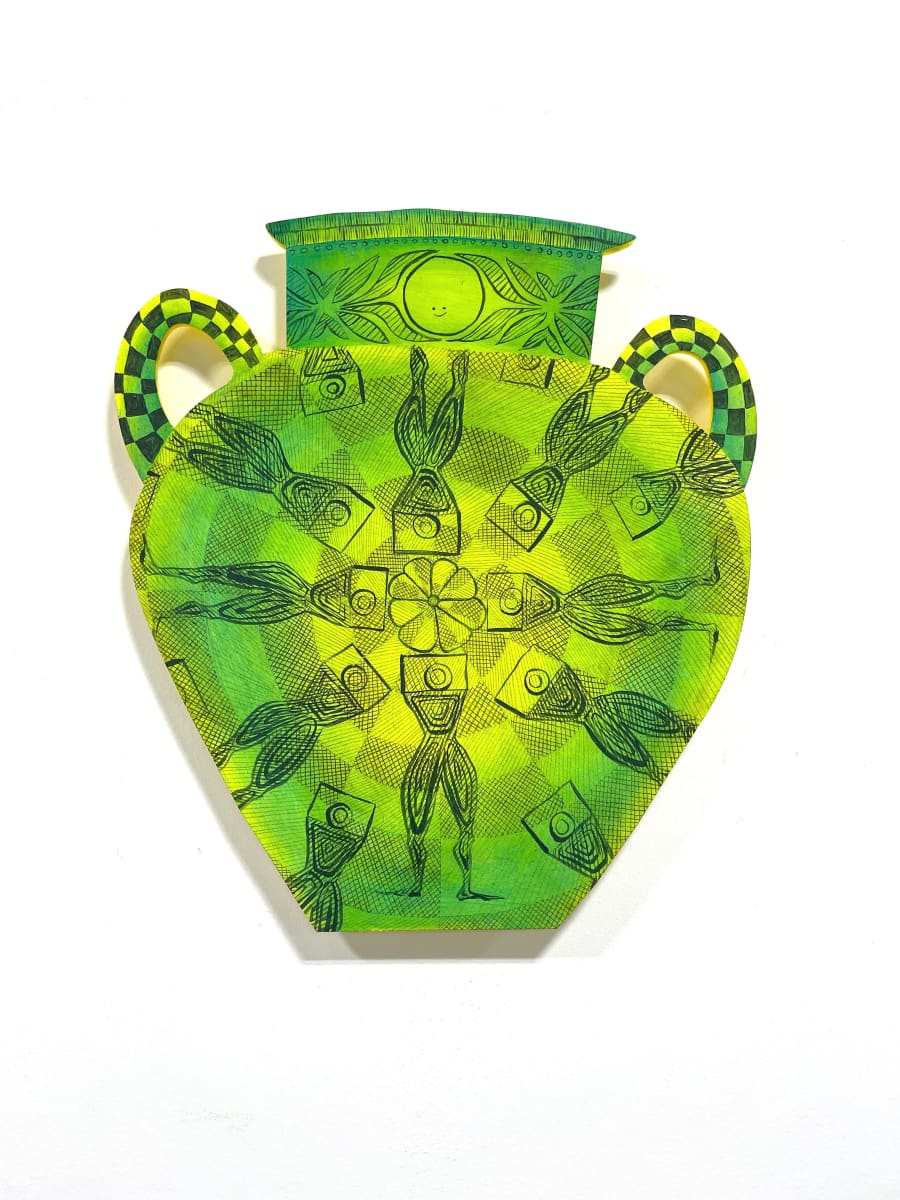 Cheerleaders Handled Amphora by Cat Rigdon, Image 1.