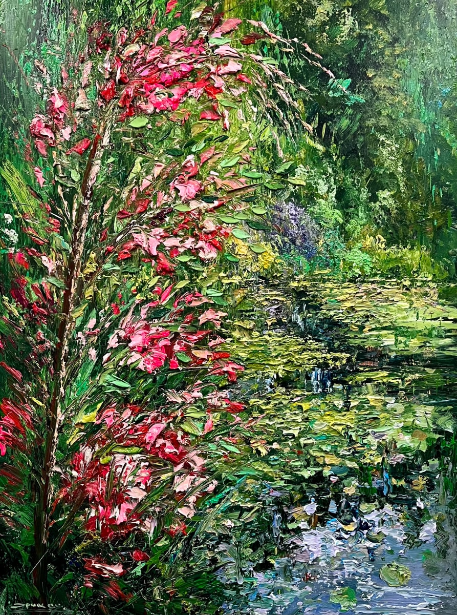 Pond with growing flowers by Eric Alfaro 