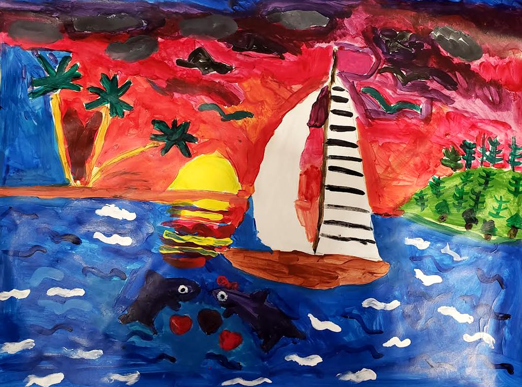 Chloe Isiah, Sailboat Sailing at Sunset, Image 1.