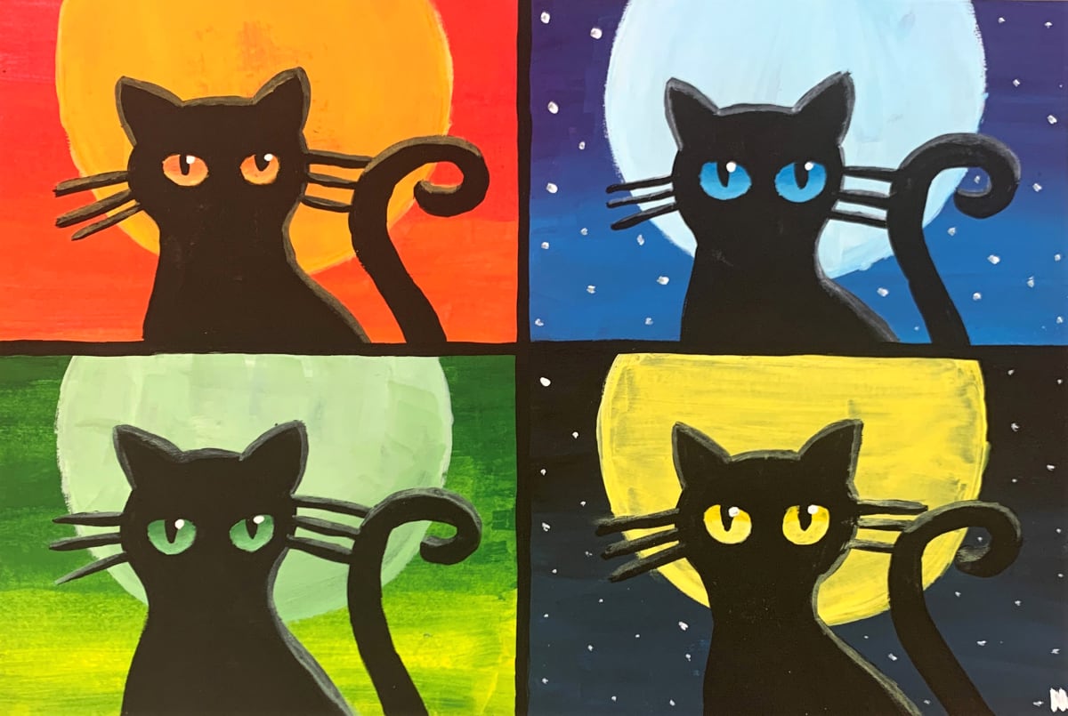 Marlena Arthur, Four Cats in the Pattern, Image 1.