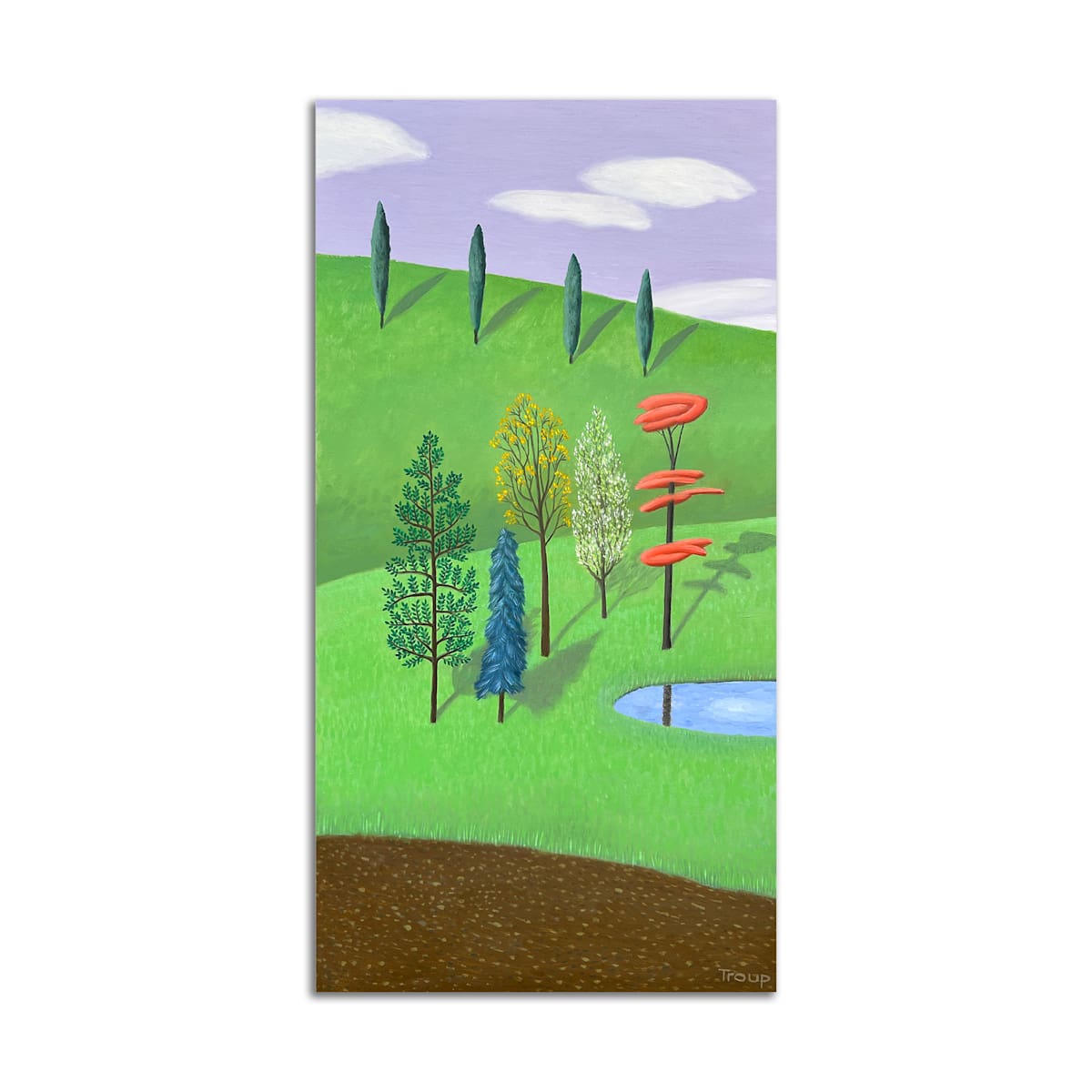 5 Trees at Pond by Jane Troup 