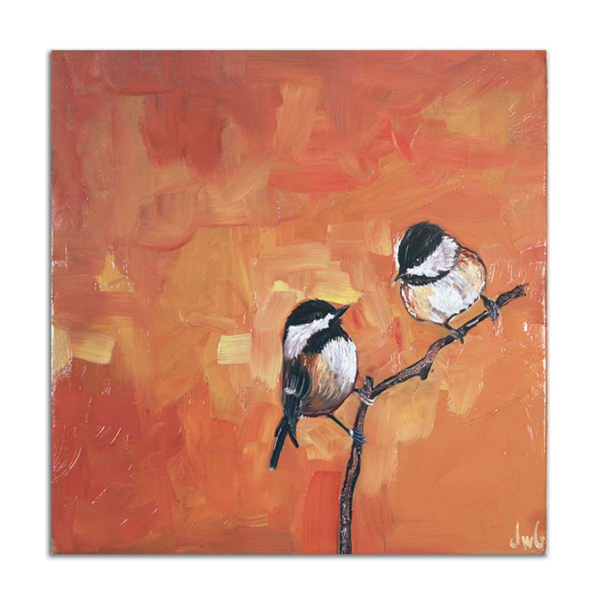 Chickadees in Orange by Jared Gillett 