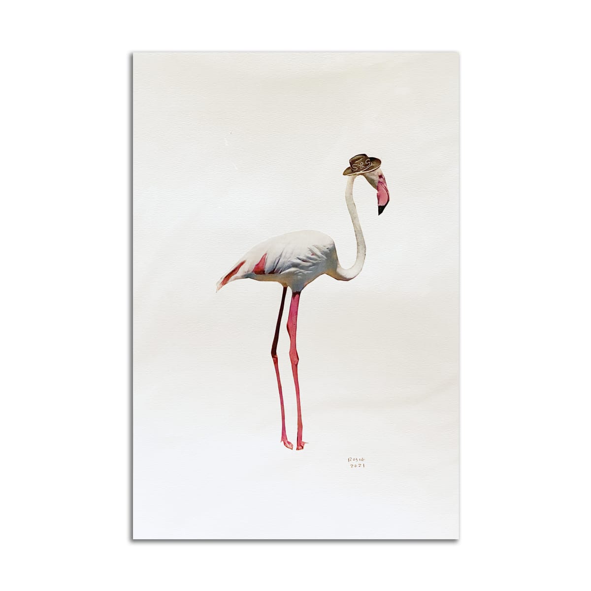 Flamingo in Cowboy Hat by Rosie Winstead 