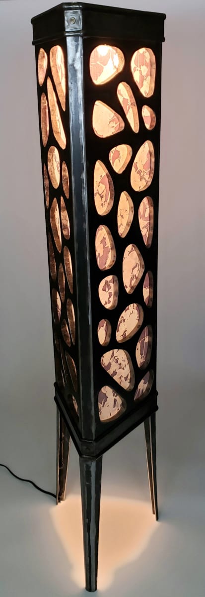 Cobblestone Iron + Eco Printed Silk Sculpture by Michael Stelzer X Becky White 