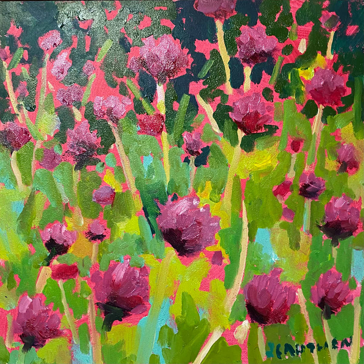 Crimson and Clover by Jean Lee Cauthen  Image: Framed