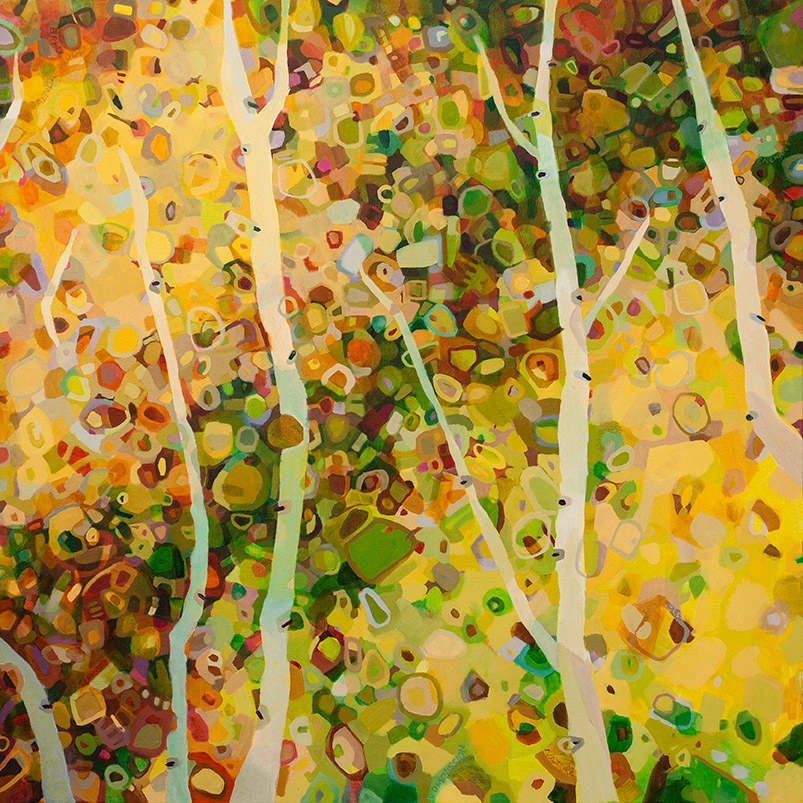 In A Yellow Wood (right canvas) by Jean Lee Cauthen  Image: Partners In Learning diptych 2 of 2