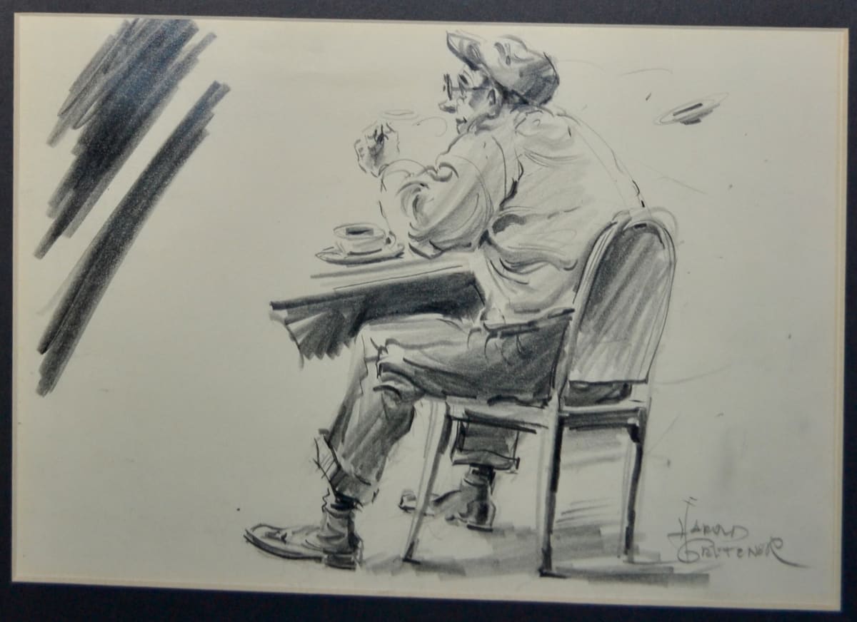 Untitled (Man Enjoying a Cup of Coffee) by Harold Gretzner 