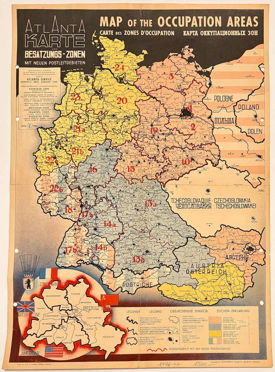 Map (Atlanta Karte der Besatzungs-Zonen) by Johannes Sünnecke, Karl Schilling 