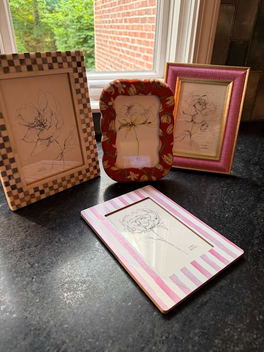 Inked Peonies (Framed) by sharon jiskra brooks, Image 1.