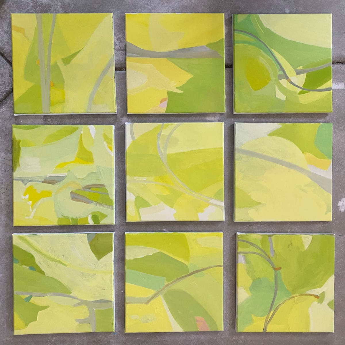 Maple Shapes Mural by Monica E Carroll  Image: Series of 12 x 12 oil on canvas