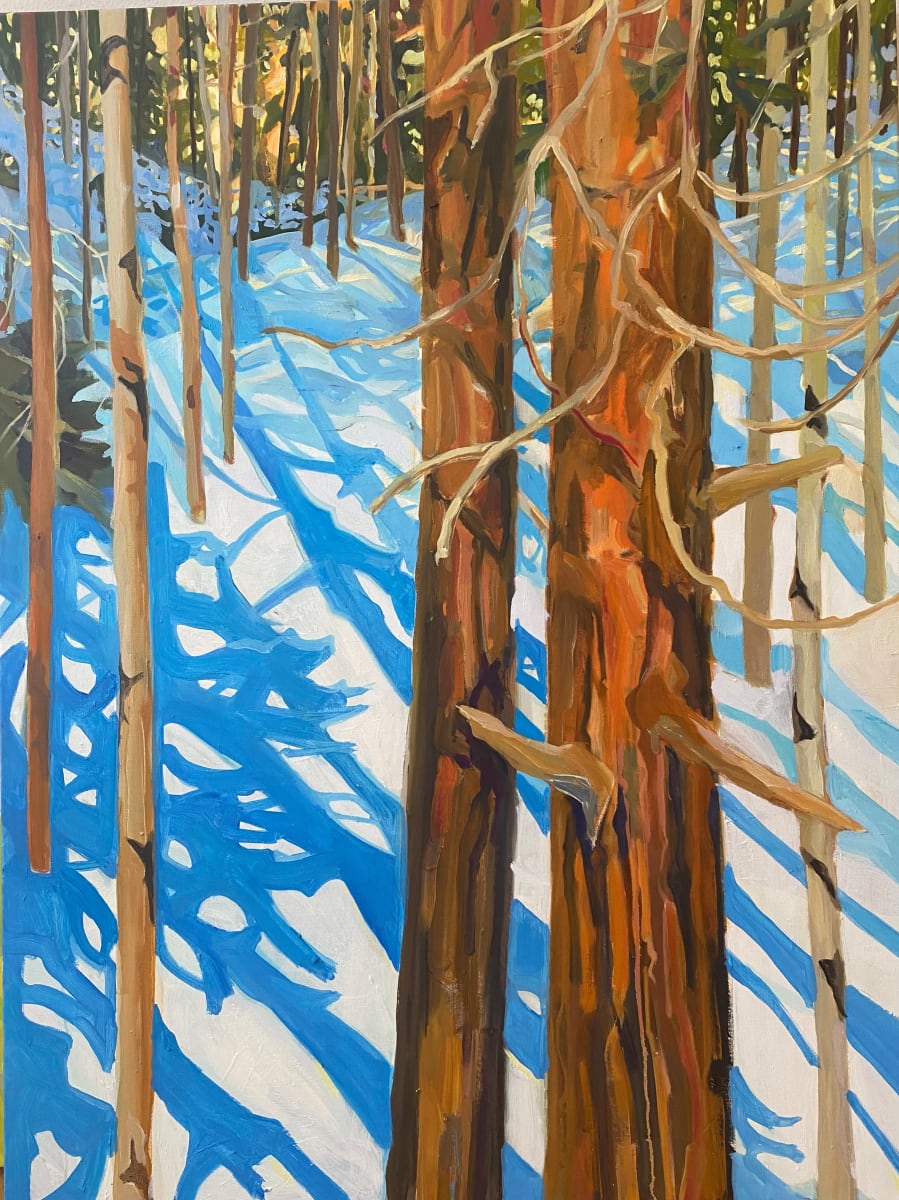 Winter Woods Blue Shadows by Monica E Carroll 