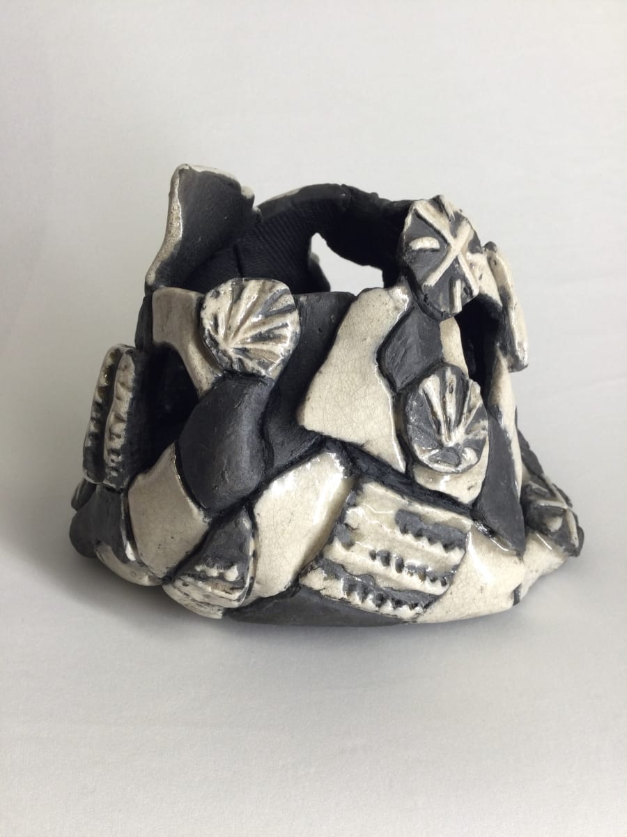 Black & White Raku Votive Holder by Sylvia "Skip" Cunningham 