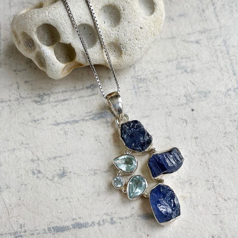 Tanzanite & Blue Topaz Sterling Necklace by Kayte Price 