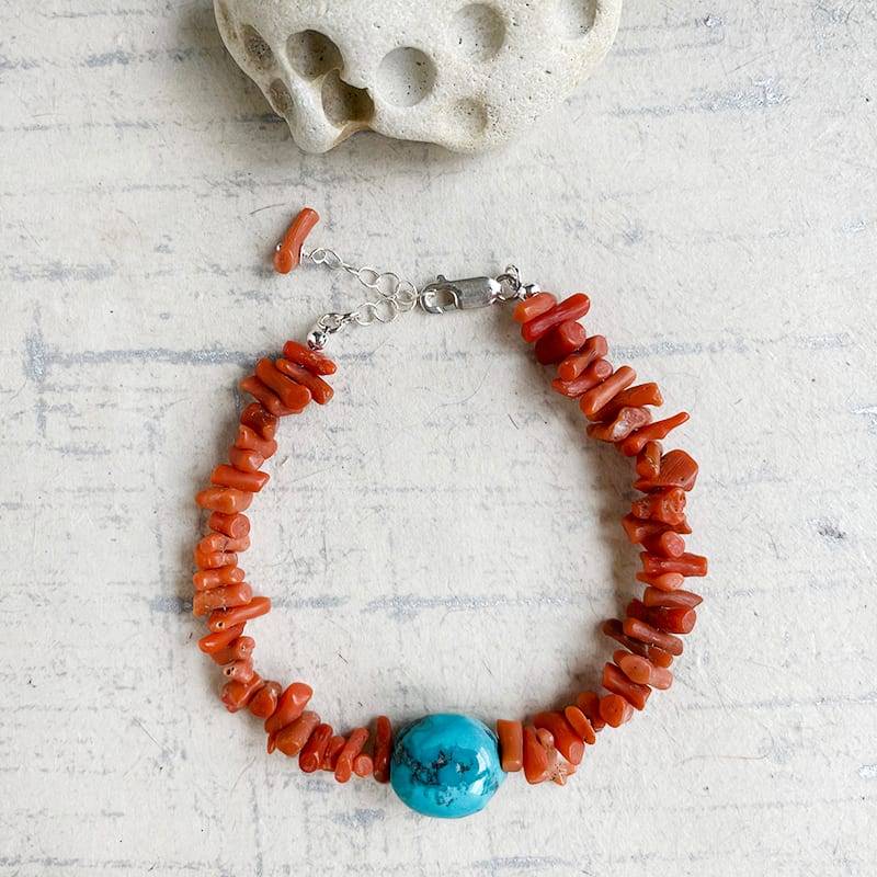Italian Coral & Turquoise Bracelet by Kayte Price 