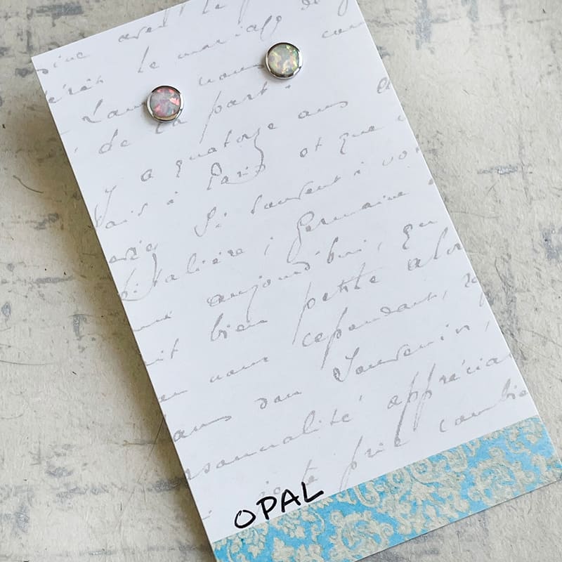 White Opal Studs by Kayte Price 