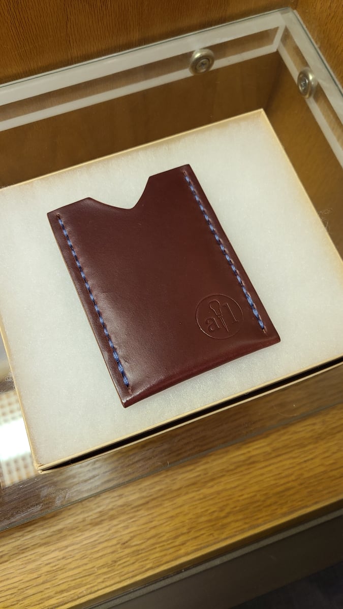 Horween Shell Cordovan Garnet Single Pocket Cardholder by Ryan Hertel 