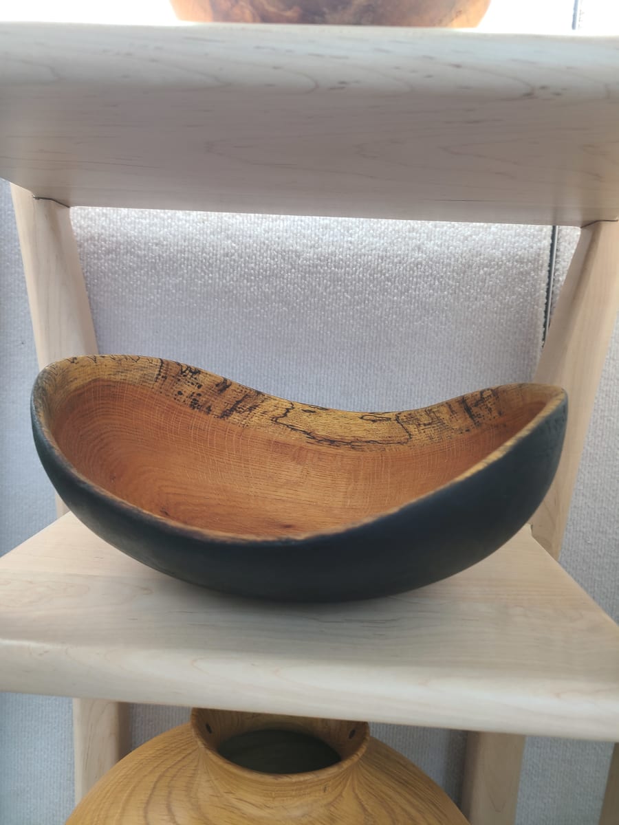 Red Oak Bowl  / Black Oil Paint #041 by Bill Neville 