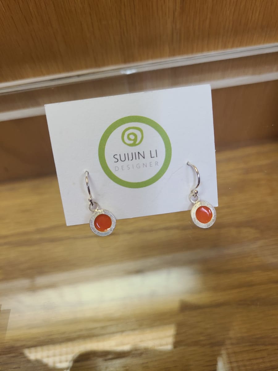 Orbis Dangling Earrings Red by Suijin Li 