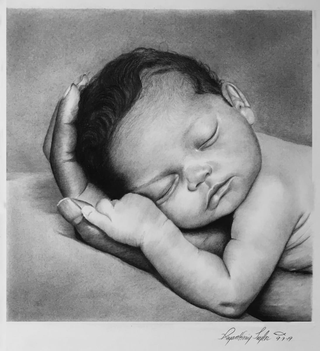 Baby Sleeping in fathers hand by Rayanthony Taylor 