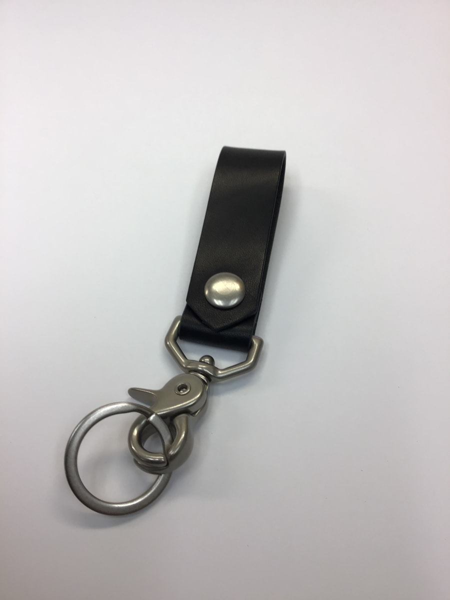 Horween Dublin Black Keychain with Silver Clip by Ryan Hertel 