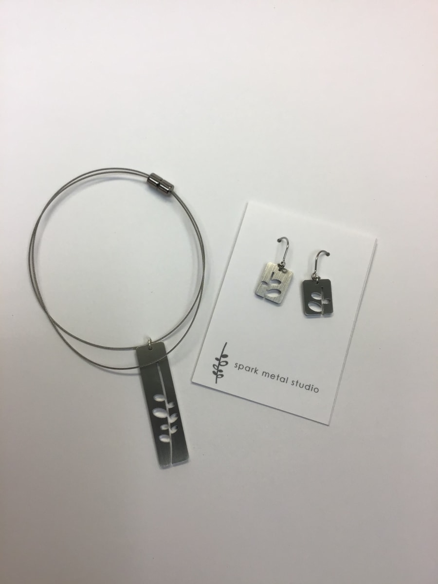 Stem Relief Necklace and Earrings by Kathleen Dautel 