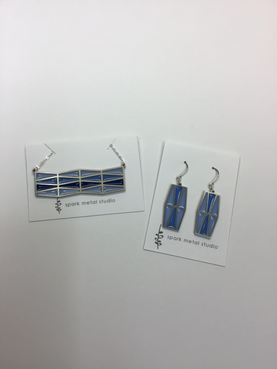 Strato Necklace and Earrings in Blue by Kathleen Dautel 