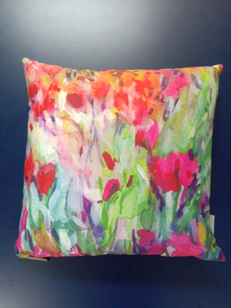 Raspberry Tulips Pillow with Insert 1 by Sally Sutton 