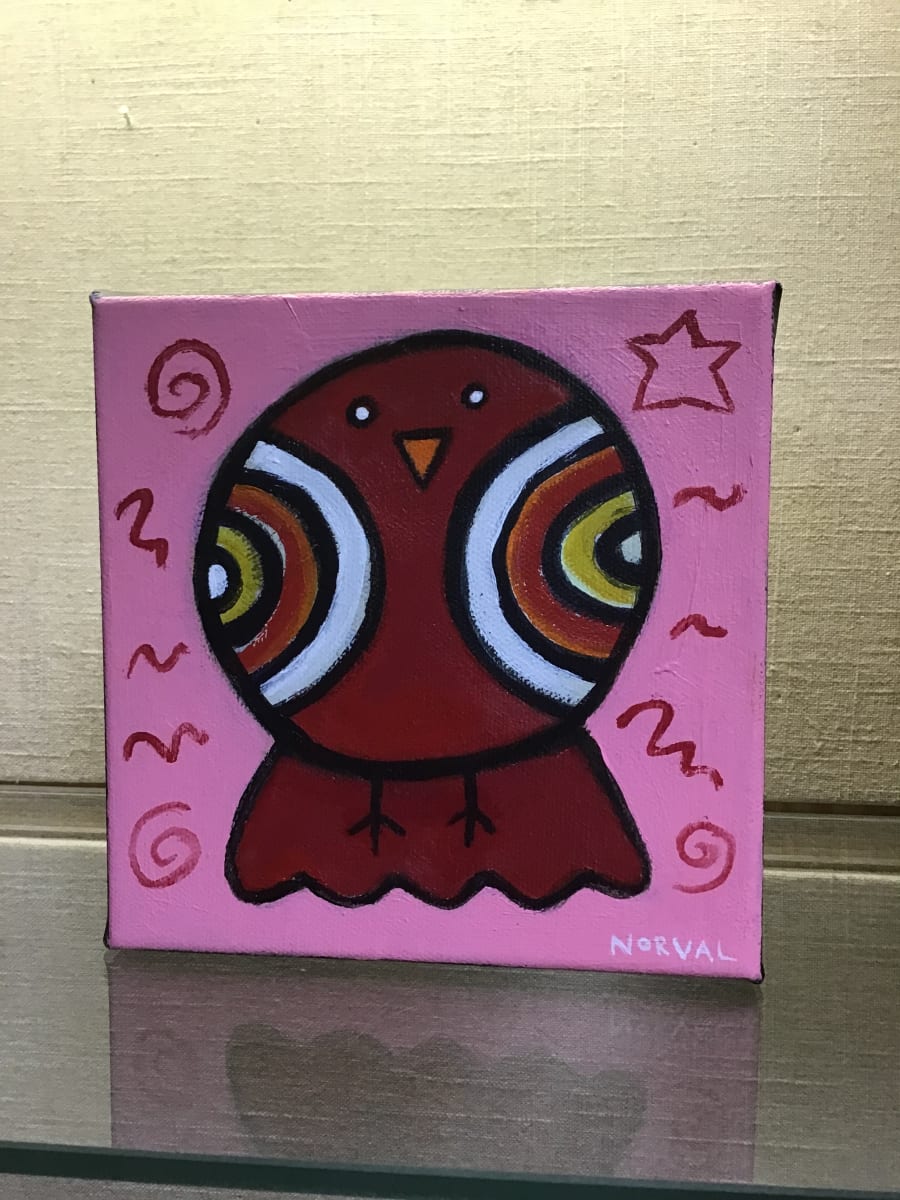 Owl in Red and Pink by Keith Norval 