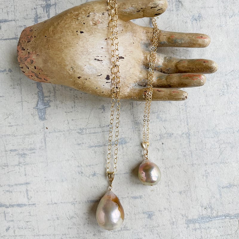 Small Baroque Pearl Drop Necklace (Pictured Right) by Kayte Price 