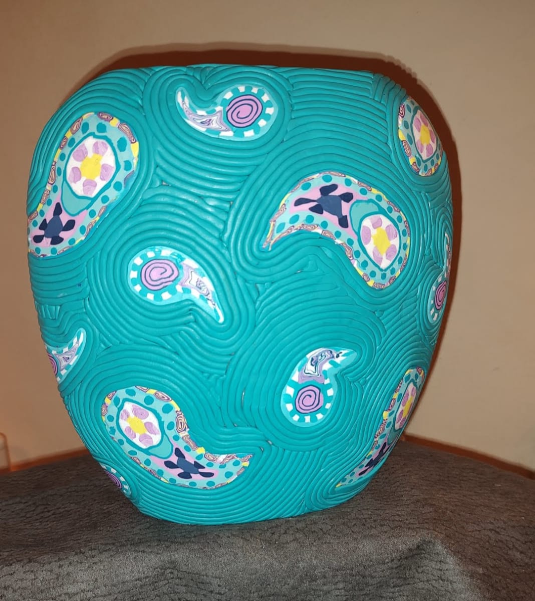 Turquoise with Paisley Vase by Beth Ann Taylor 