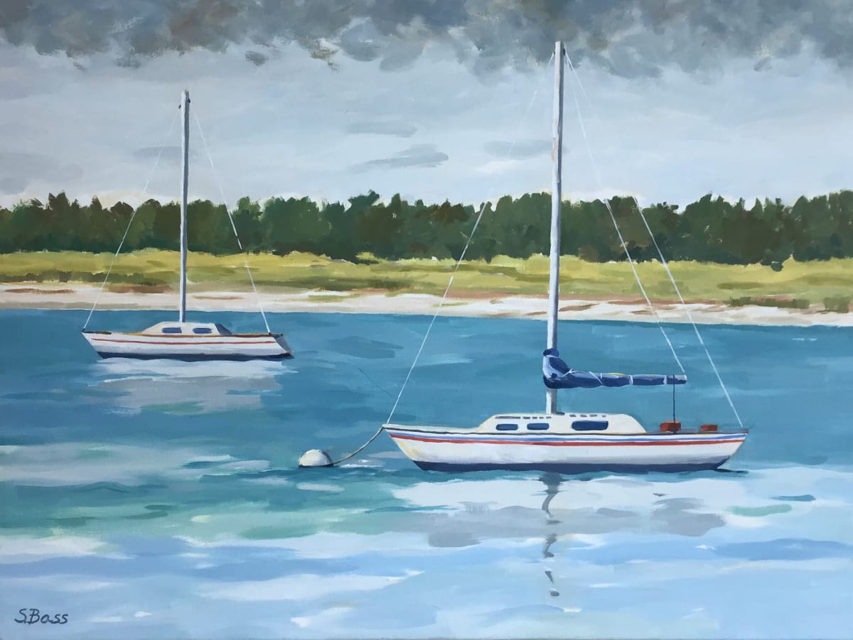 Two Sailboats on a Cloudy Day by Sharon Bass 