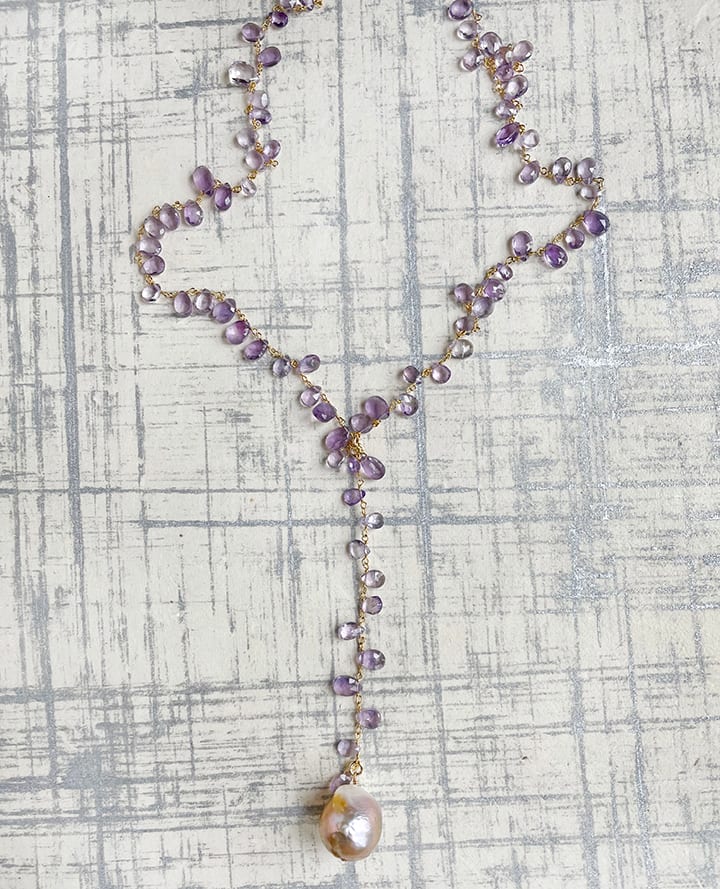 amethyst drop necklace by Kayte Price 