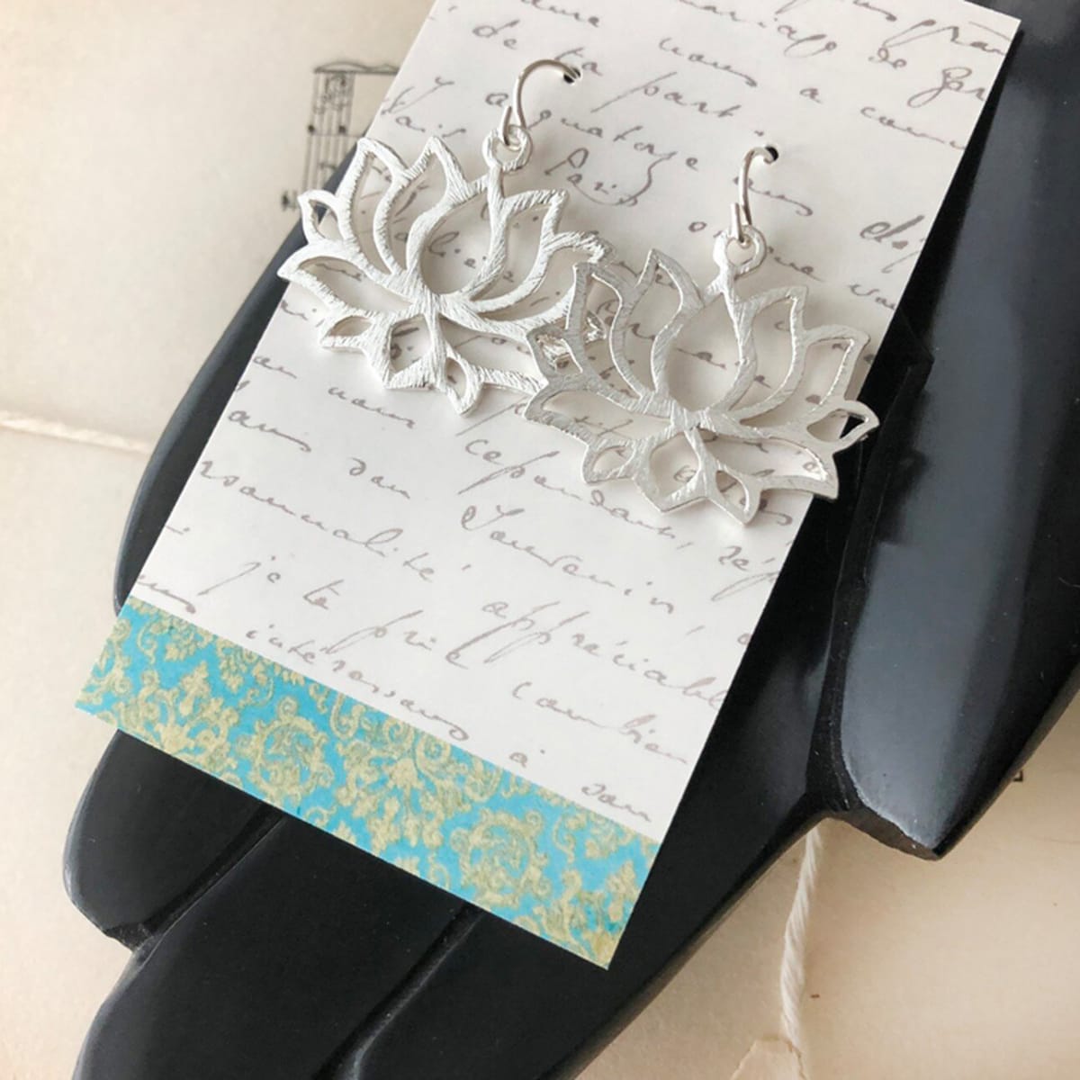 Silver Large Lotus Blossom Earrings by Kayte Price 