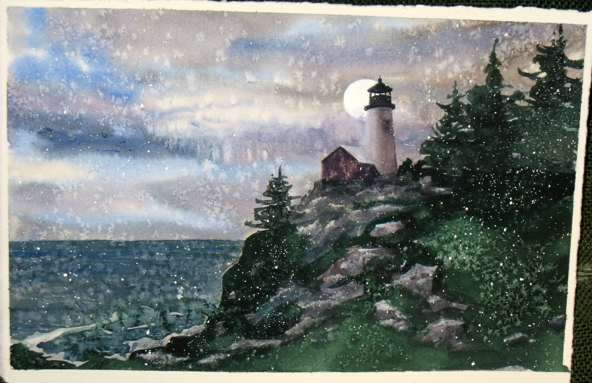Lighthouse in Snow by inHIShandsart, Image 1.