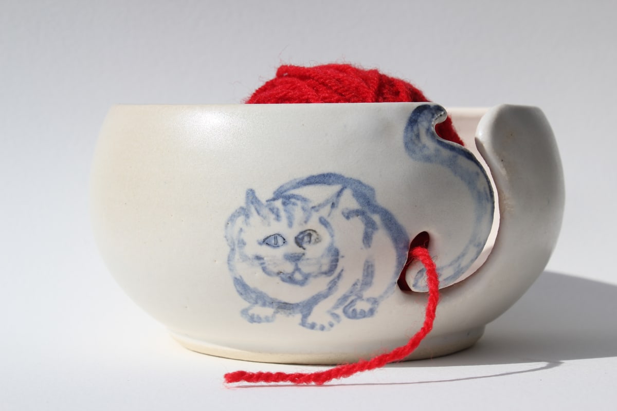 Blue Cat Yarn Bowl by inHIShandsart, Image 1.
