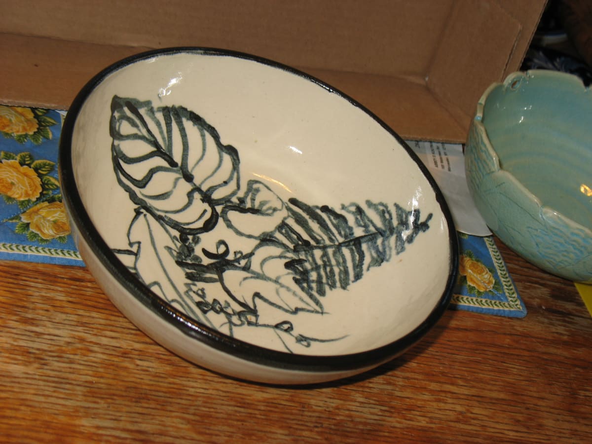 Black and White Leaf Bowl by inHIShandsart, Image 1.