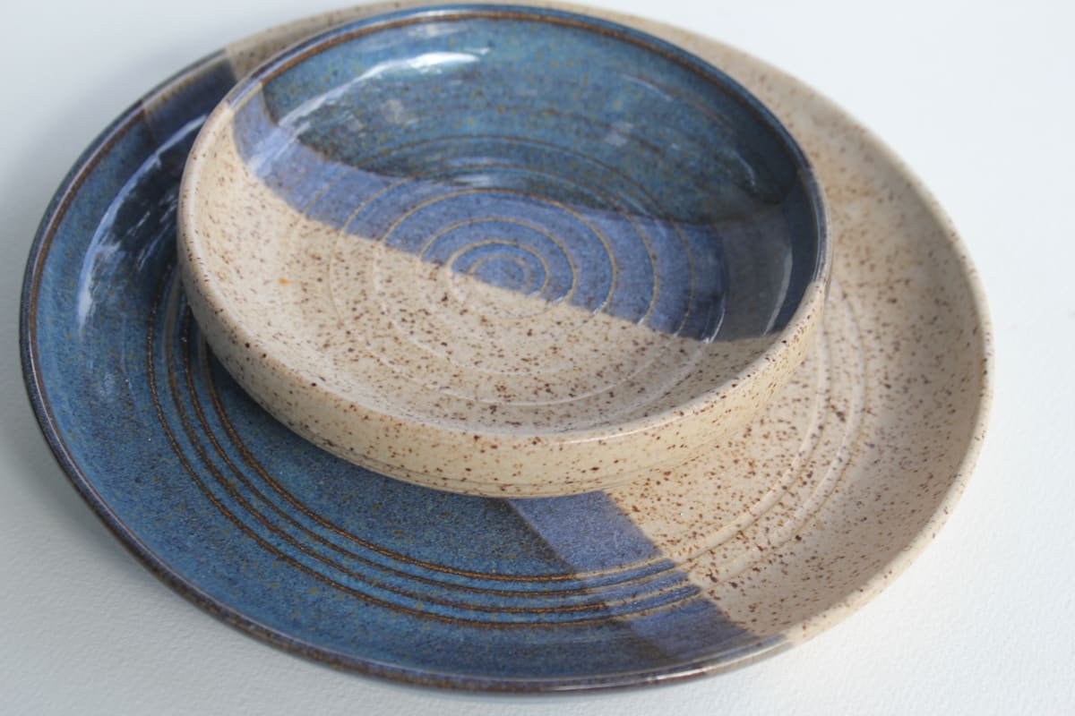 Bowl with Dish - Blue Beige 